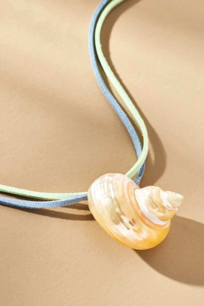 Casa Clara Addie Shell Pendant Suede Necklace
