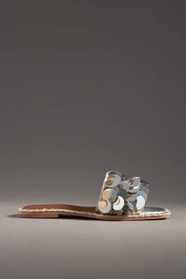 De Siena Sequin Metallic Slide Sandals