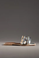 De Siena Sequin Metallic Slide Sandals