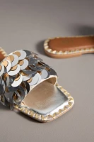 De Siena Sequin Metallic Slide Sandals