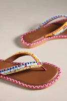 De Siena Beaded Thong Sandals