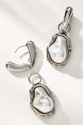 Molten Pearl Huggie Hoop Earrings