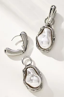Molten Pearl Huggie Hoop Earrings