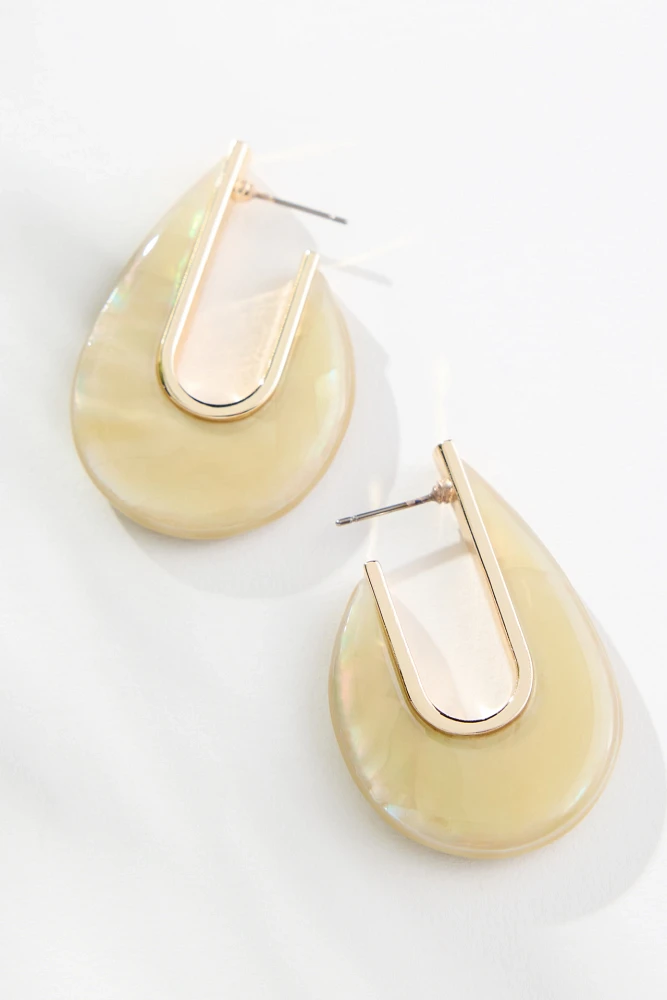 Stone Droplet Hoop Earrings