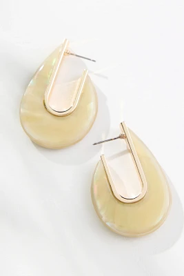 Stone Droplet Hoop Earrings