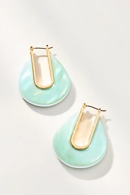 Stone Droplet Hoop Earrings