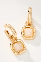 Stone Charm Huggie Hoop Earrings