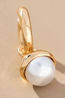 Pearl Drop Huggie Hoop Earrings
