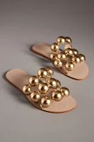 Farm Rio Gold Beaded Slide Sandals