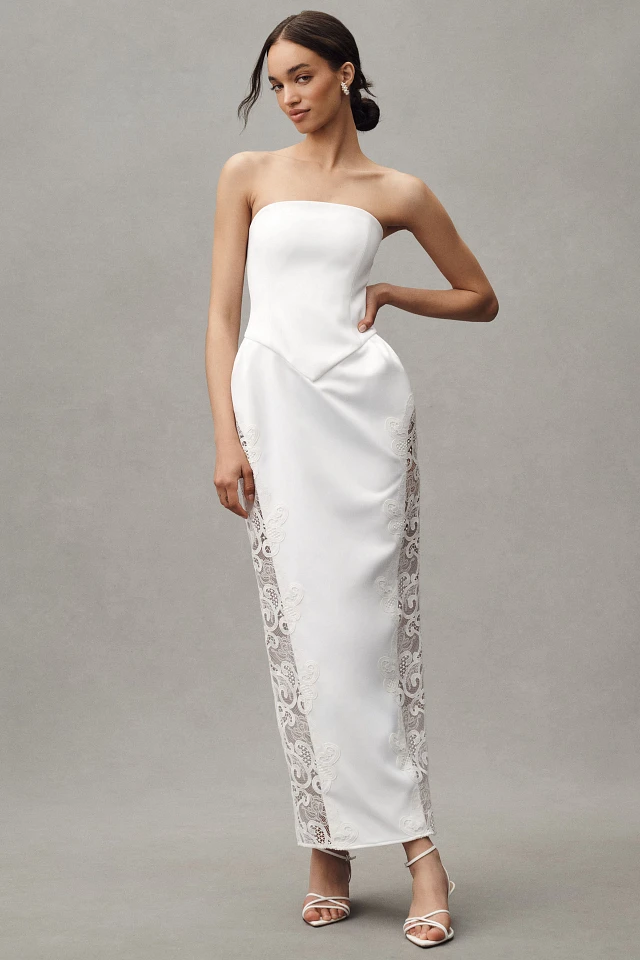 Delfi Collective Cristi Strapless Lace Cutout Maxi Dress | Hawthorn Mall