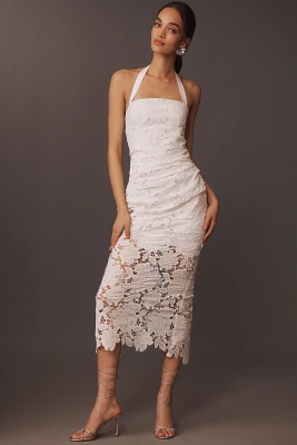Delfi Collective Galina Halter Lace Eyelet Midi Dress