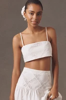 Hemant & Nandita Linen Blend Crop Lace Bustier Top