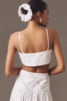 Hemant & Nandita Linen Blend Crop Lace Bustier Top