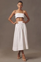 Hemant & Nandita Linen Blend Crop Lace Bustier Top