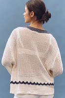 By Anthropologie Palm Tree Embellished Cardigan Sweater