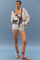 By Anthropologie Palm Tree Embellished Cardigan Sweater