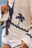 By Anthropologie Palm Tree Embellished Cardigan Sweater