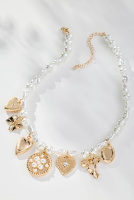 Multi Charm Pearl Necklace