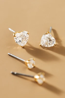 NADRI Heart Crystal Stud Earrings, Set of 2