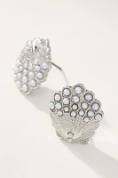 Mini Metal Shell Pearl Post Earrings