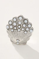 Mini Metal Shell Pearl Post Earrings