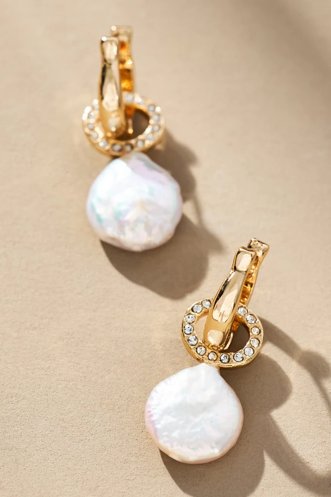 Pearl Huggie Hoop Earrings