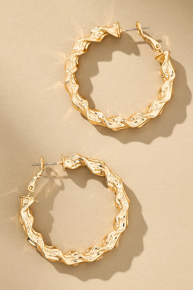 Twisted Molten Hoop Earrings