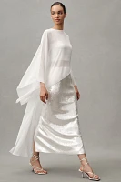 Mare Sheer Cape Sequin Maxi Dress