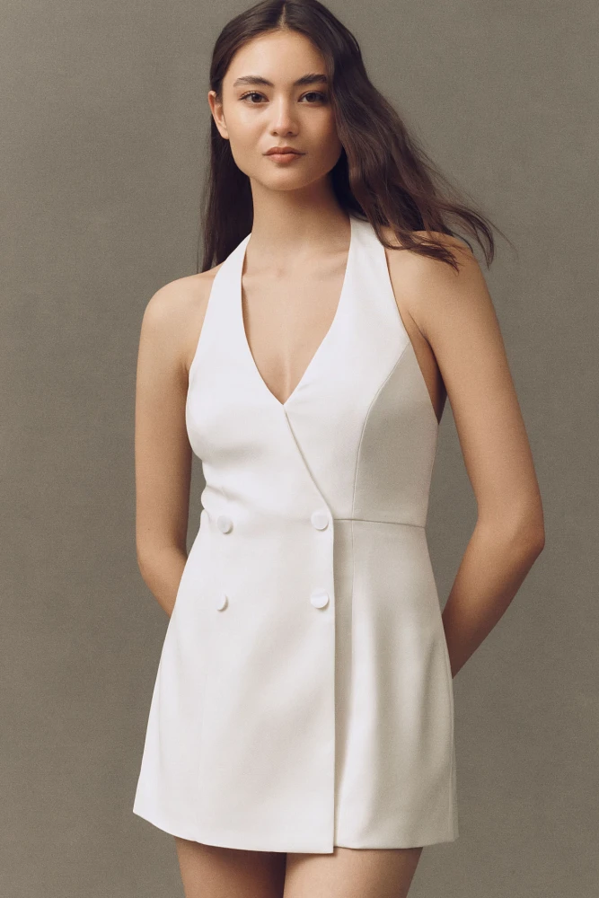 Mare Halter V-Neck Blazer Romper