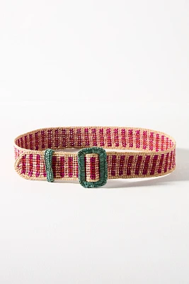 French Knot Gingham Raffia Belt
