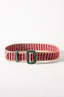 French Knot Gingham Raffia Belt