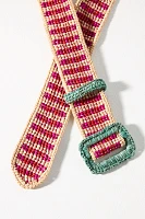 French Knot Gingham Raffia Belt