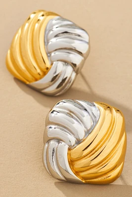Mixed Metal Crisscross Post Earrings