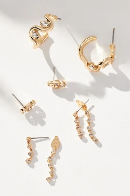 Wavy Huggie Hoop Earrings, Set of 3