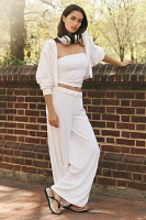 BRIDEMERCH Embroidered Bride Terry Cropped Zip-Up Sweatshirt