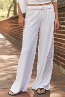 BRIDEMERCH Embroidered Bride Terry Wide-Leg Pants