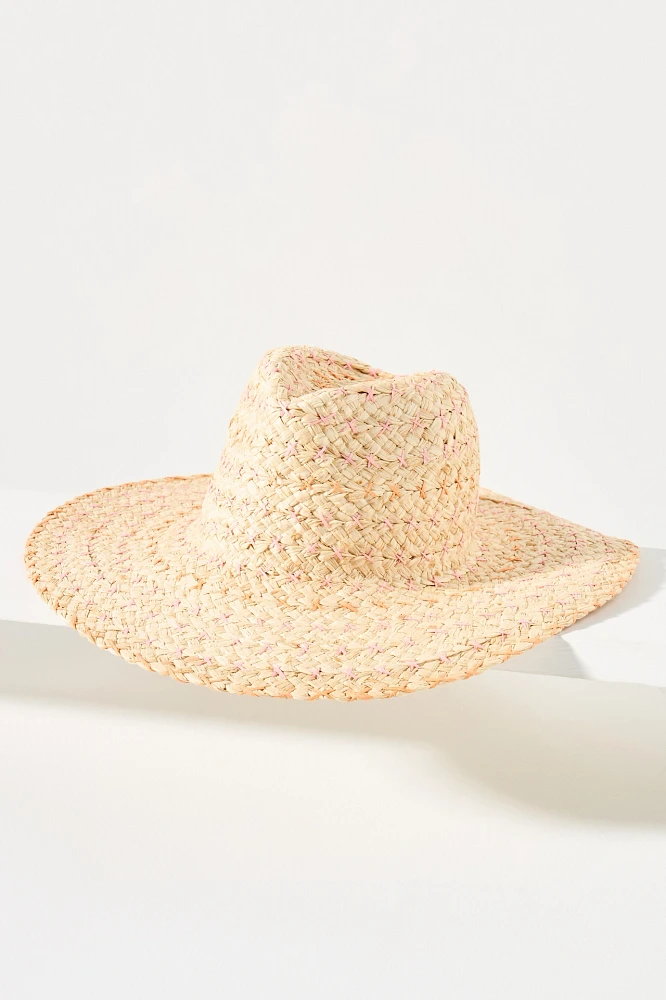 Embroidered Raffia Straw Rancher