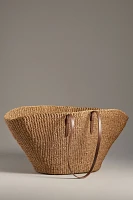 POOLSIDE The East West Raffia Charm Tote