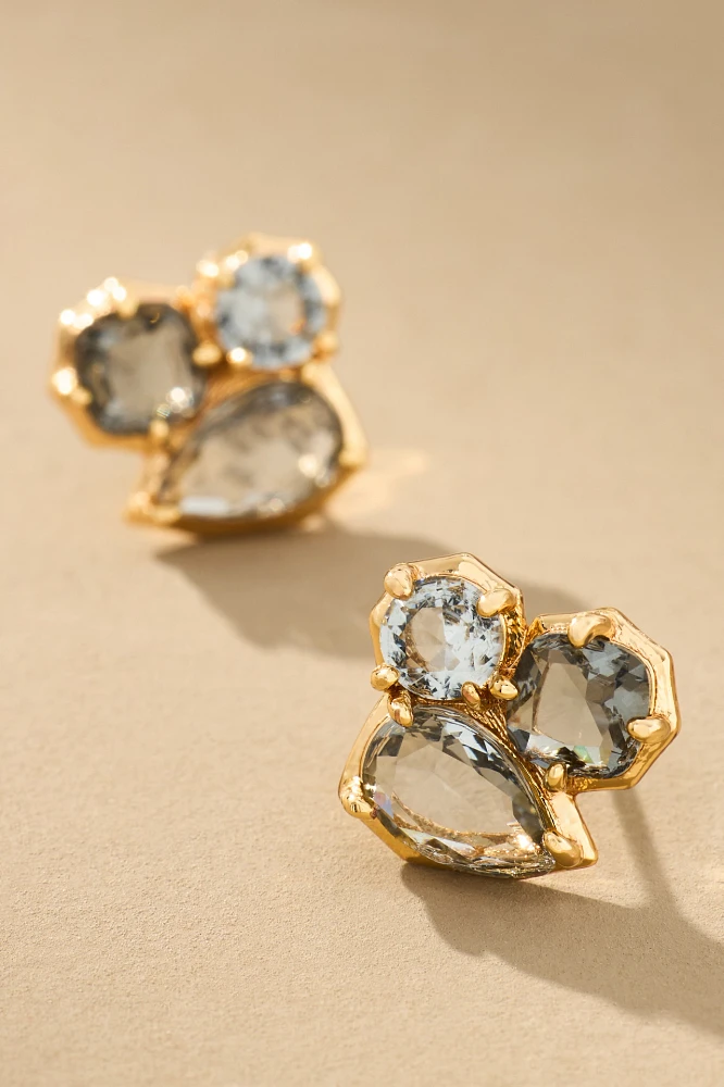 Clustered Stone Post Earrings