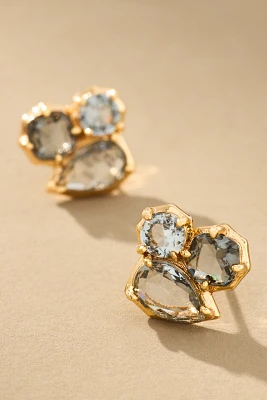 Clustered Stone Post Earrings