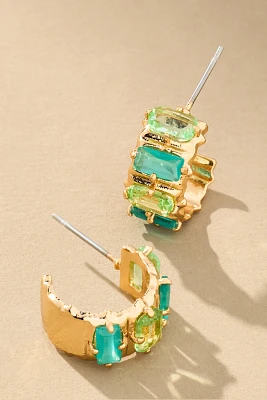 Crystal Baguette Huggie Hoop Earrings