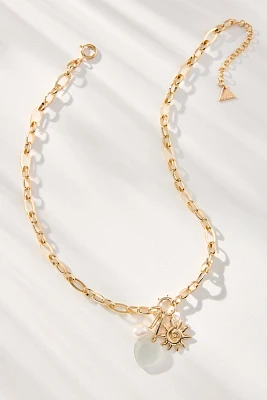 Thick Chain Charm Cluster Necklace
