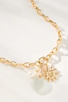 Thick Chain Charm Cluster Necklace