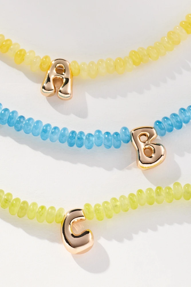 Beaded Mini Bubble Letter Monogram Necklace