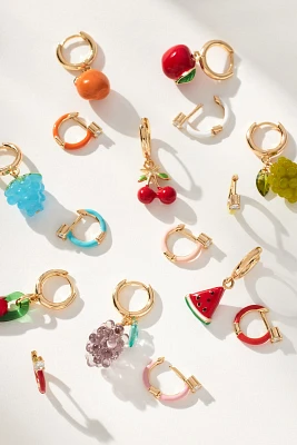 Fruit Charm Huggie Hoop Earrings, Set of 2