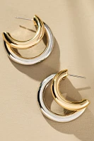 Mixed Metal Half-Moon Hoop Earrings