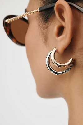 Mixed Metal Half-Moon Hoop Earrings