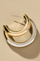 Mixed Metal Half-Moon Hoop Earrings