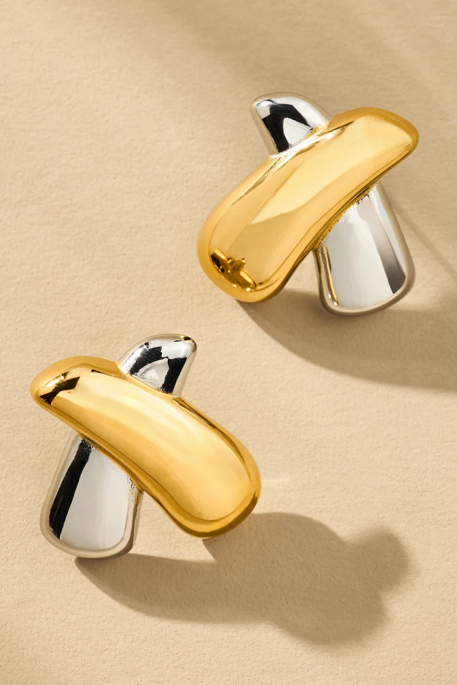 Mixed Metal X Post Earrings