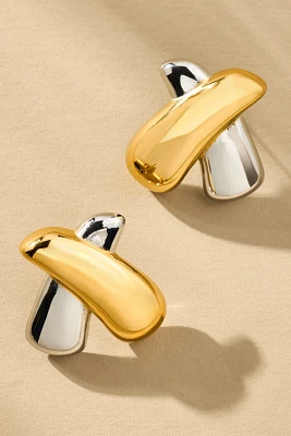 Mixed Metal X Post Earrings